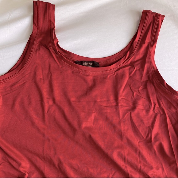 VICTOR ALFARO SHELL TANK TOP CAMI ROMANTIC GLAM HOLIDAY BASIC Red L - Picture 4 of 7